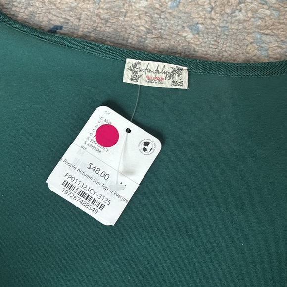 intimately FP Autumn Sun Sweetheart Neck Knit Top in evergreen size medium - Picture 5 of 5